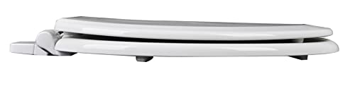 1Q1E7-00 Premium Molded Wood Slow Close Toilet Seat with Vari-Adjust Release ‘N’ Clean Lok-Down Hinge and Quik-Lok Mounting Hardware, Elongated, White