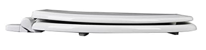 1Q1E7-00 Premium Molded Wood Slow Close Toilet Seat with Vari-Adjust Release ‘N’ Clean Lok-Down Hinge and Quik-Lok Mounting Hardware, Elongated, White