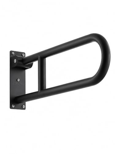 Toilet Safety Rail Stainless Steel: Modunful 304 Grab Bar with Arm Support - 23.6" Width, 400 lbs Capacity for Elderly, Disabled, Bathroom Safety, Wide Base Black - color: S-2932.Black