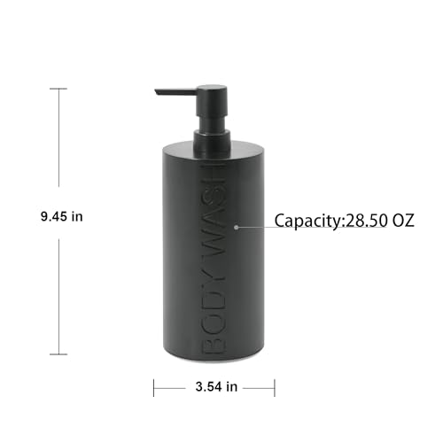 Matte Black Body Wash Dispenser Luxurious Refillable Pump Bottle with Embossed Text, Durable Construction for Bathroom and Shower - color: Body Wash Black