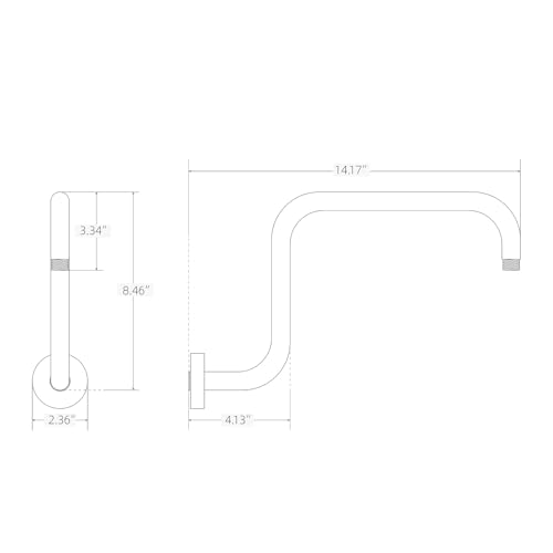 S shaped Shower Arm,13 Inch Stainless Steel Wall-Mounted High Rise Shower Head Extension Arm with Flange,Brushed Nickel,10Z2MK - color: Brushed Nickel, style: S Shaped