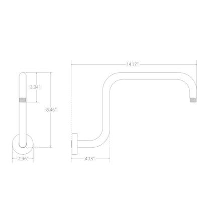 13 Inch S shaped Shower Arm,Stainless Steel Wall-Mounted High Rise Shower Head Extension Arm with Flange，Chrome,10Z1MK - color: Chrome, style: S Shaped