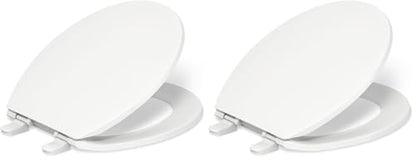 KOHLER K-4775-0 Brevia Round Toilet Seat with Quick-Release Hinges And Quick-Attach Hardware For Easy Clean, White (Pack of 2) - color: White, size: Round (Pack of 2)