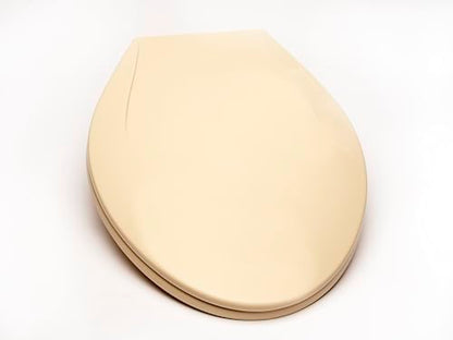 2Q1E6-01 Builder Grade Slow Close Plastic Toilet Seat with Vari Adjust Lok-Down R'N'C Hinge and Quik-Lok Mounting Hardware, Elongated, Bone - color: Bone, style: Elongated