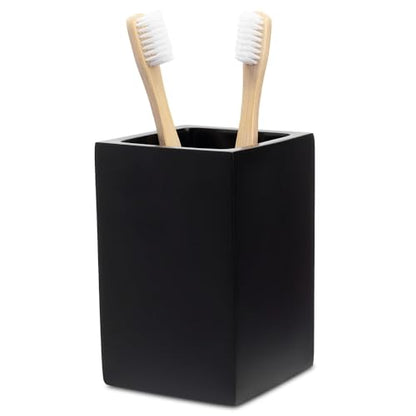 Yew Design Matte Black Bathroom Toothbrush Holder Cup - Square - color: Square Matte Black