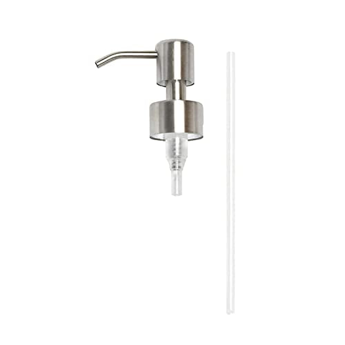 Medsuo Reusable Soap Dispenser Pump Head 304 Stainless Steel Brushed Finish Pump Head 28/400 (26 mm - 28mm) Neck Size Replacement for Kitchen Bathroom (Silver)