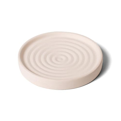 Home Bathroom Kitchen Use Diatomite Round Tray Ceramic Fast Dry Soap Holder (Beige) - color: Beige