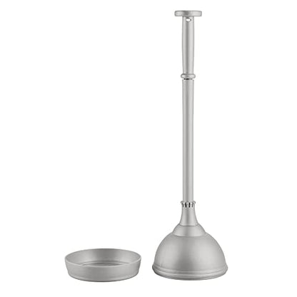 mDesign Hidden Plunger and Brush Set for Toilet Bowl - Modern Toilet Brush and Plunger Set - Brush Cleaner and Plunger Combo with Holder Caddy for Bathroom - Hyde Collection - Set of 2 - Gray - color: Gray