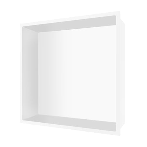 Shower Niche No Tile Needed, 12" x 12" White Shower Niche | Tile Ready Insert,Recessed for Shower Wall Bathroom Storage,Over Mount Installation,Waterproof, Easy to Install - color: White, size: 12" x 12"