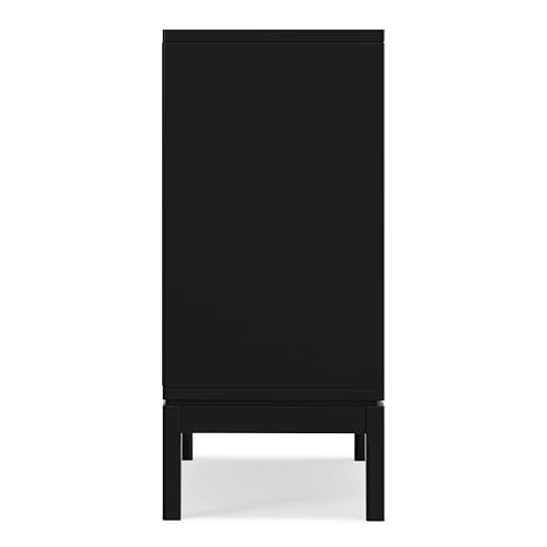 SIMPLIHOME Harper 40" Wide Solid Wood Cabinet in Walnut Brown - color: Black, size: 30 inch