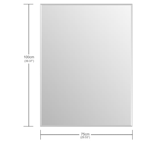 Ruomeng Wall Mirror Bathroom Mirrors for Wall 40" x 30", Frameless Rectangle Mirror with Beveled Edge Wall Mounted Mirror for Vanity and Entryway - size: 40"L x 30"W