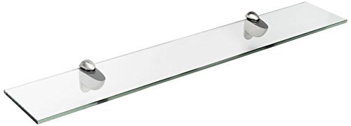 Spancraft 4" x 21" Brushed Steel Heron Glass Shelf - color: Brushed Steel, size: 4" x 21"