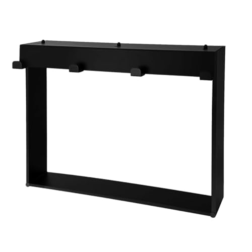 Matte Black Hanging Glass Shower Shelf with Hooks, 20"x16" Rustproof 304 Stainless Steel Bathroom Caddy, No-Drill Modern Organizer for Shower Panels