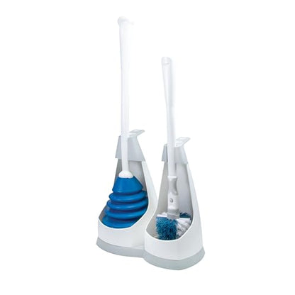 Unger EZ No-Drip Combo Toilet Brush and Plunger Set with Carrying Caddy, Cleaning Tools for Home and Business Bathroom, Discreet Scrubber Accessories Set for Tough Stains and Tight Suction - style: EZ Toilet Brush & Plunger Combo