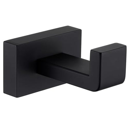 Suyar Matte Black Towel Hook, Coat Robe Holder for Bathroom Wall | SUS304 Stainless Steel, Screw Mount - color: Matte Black