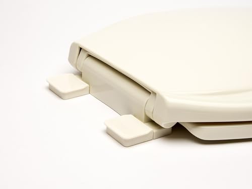 2Q1E6-02 Builder Grade Slow Close Plastic Toilet Seat with Vari Adjust Lok-Down R'N'C Hinge and Quik-Lok Mounting Hardware, Elongated, Biscuit/Linen - color: Biscuit, Linen, style: Elongated