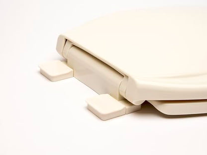 2Q1E6-02 Builder Grade Slow Close Plastic Toilet Seat with Vari Adjust Lok-Down R'N'C Hinge and Quik-Lok Mounting Hardware, Elongated, Biscuit/Linen - color: Biscuit, Linen, style: Elongated