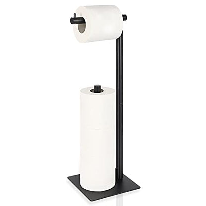Toilet Paper Holder Stand Toilet Paper Roll Holder Stand Freestanding Black Toilet Paper Holder for Bathroom Toilet Tissue Storage Holder Metal - color: Black