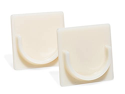 Adhesive Shower Curtain Rod Holder | Rod Retainer | No Drilling | Stick On | 3M Adhesive | Cream | 2 Pack | Shower Curtain Rod Not Included | - color: Cream, size: Small