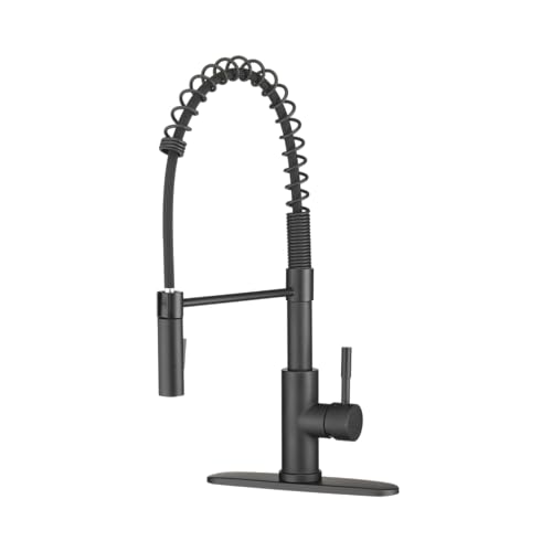 Dura Faucet DF-MK504SLK-MB RV Pull-Down Kitchen Faucet (Matte Black) | High-arc spring pull-down kitchen faucet for RV and camper galleys. Matte Black finish. - color: Matte Black