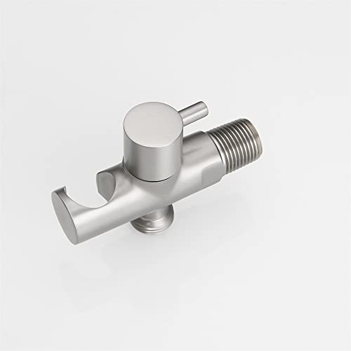 Hand Held Shower Head Holder with Hose Connector Shower Head Shut Off Valve Shower Wand Holder Wall Mount Handheld Shower Handle Sprayer Holder Toilet Bidet Spray Head Bracket Brushed Nickel - color: Brushed Nickel