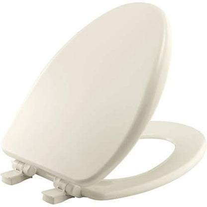 Bemis Alesio II Slow Close Toilet Seat, Easy Clean Hinges and Adjustable Perfect Fit Wood Seat, Made in USA, Elongated, Biscuit - color: Biscuit, size: Elongated