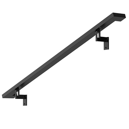 Modern Aluminum Handrail Complete DIY Kit – Matte Black with Adjustable Wall Mount Brackets Included (3' Length) - size: 3' length