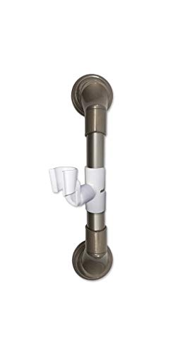 12 in MedGear Wall-Mount Bath Assisting Grab Bar, Satin Nickel & Includes Clip-On Shower Head Holder - color: Satin Nickel