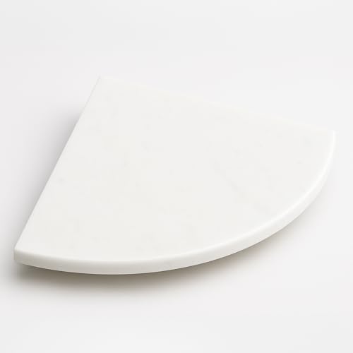 9 Inch Super White Engineered Marble Corner Shower Shelf Bathroom Caddy, Wall Mounted Shower Shelf, Classic Flatback Design (1)
