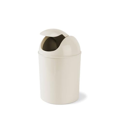 Umbra 1.25 Gallon Mini Waste Can with Removable Swing-Top Lid - Small Garbage Bin for Kitchen, Bathroom, Bedroom, Office - Compact Trash Can Fit Under Tables & Counters - Sand - color: Sand