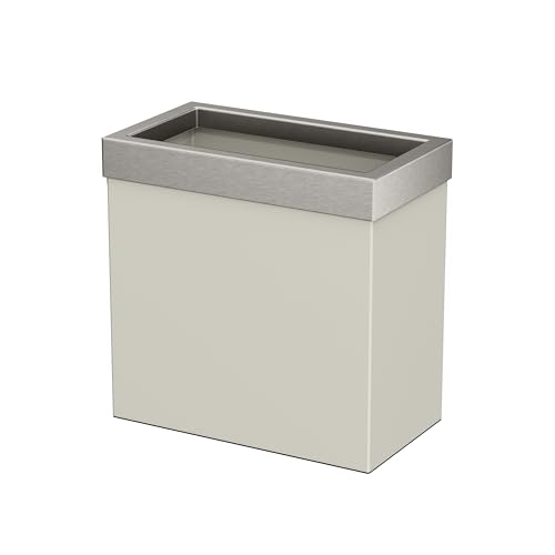 Gatco Small Bathroom Trash Can with Lid, Rectangle 3 Gallon Stainless Steel Wastebasket, Under Sink, Matte Pearl and Satin Nickel, for Bathroom, Bedroom, Office (1939SN) - color: Matte Peral / Satin