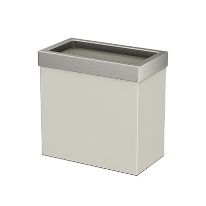 Gatco Small Bathroom Trash Can with Lid, Rectangle 3 Gallon Stainless Steel Wastebasket, Under Sink, Matte Pearl and Satin Nickel, for Bathroom, Bedroom, Office (1939SN) - color: Matte Peral / Satin