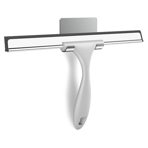 SetSail Shower Squeegee for Glass Doors, 12 Inches, Grey | All-Purpose Squeegee for Shower Glass Door Stainless Steel Window Squeegee with Hook for Car Windshield - color: Gray, size: 12 inches