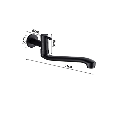 Wall-Mounted Black Cold Water Faucet Washing Machine Mop Pool Garden Taps (21cm) - size: 21cm