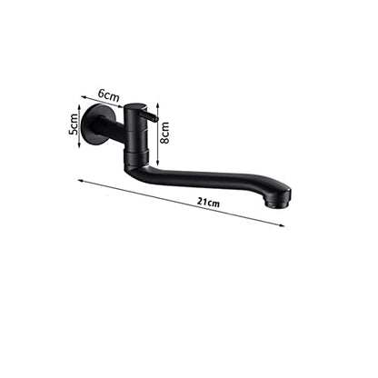Wall-Mounted Black Cold Water Faucet Washing Machine Mop Pool Garden Taps (21cm) - size: 21cm