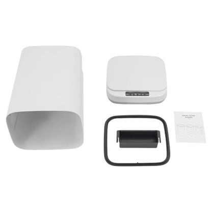 Touchless Motion Sensor Trash Can, 4 Gal Space-Saving Automatic Rectangular Waste Bin, White Garbage Can for Home, Office, Bathroom & Kitchen
