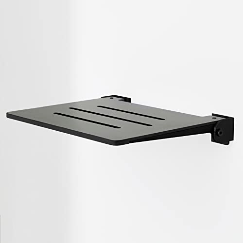Seachrome 18 inch Silhouette Slimline Folding Wall Mount Shower Bench Seat, Gray Seat with Matte Black Frame - color: Gray Seat With Matte Black Frame