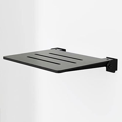 Seachrome 18 inch Silhouette Slimline Folding Wall Mount Shower Bench Seat, Gray Seat with Matte Black Frame - color: Gray Seat With Matte Black Frame