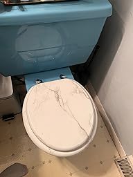 Round Toilet Seat Wood Toilet Seat Prevent Shifting with Zinc Alloy Hinges American Standard Size Toilet Seat Easy to Install also Easy to Clean(Round,Marble) - color: Marble, size: Round