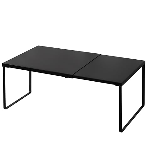Nxconsu Expandable Cabinet Shelf, Shelf Riser for Cabinets, 10" Black | Edgeless Metal Cabinet Riser Holds 50 lb and Expands 14.6 to 24.6 in for Under Sink Kitchen Pantry Cupboard Shelf - color: Black, size: 10’’D * 14.56-24.6’’W * 8.46’’H