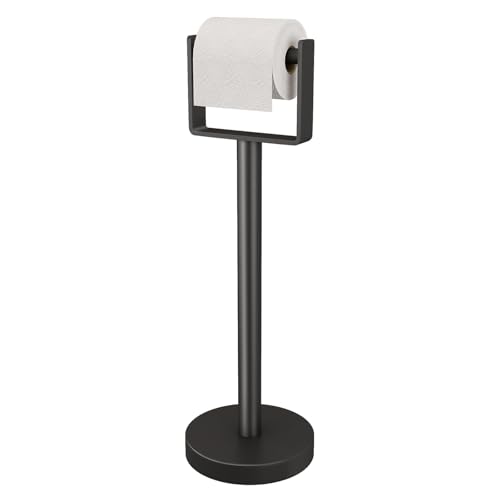 Heavy Duty Toilet Paper Holder Stand, Extra-Weighted Base No Tipping | Stainless Steel Toilet Paper Stand, Free Standing Floor Tissue Roll Holder for Bathroom, Matte Black 200UP - color: Matte Black