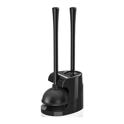 Plunger and Brush Heavy Duty Toilet Plunger Set with Ventilated Holder 2-in-1 Bathroom Cleaning Combo with Modern Caddy Stand - color: B