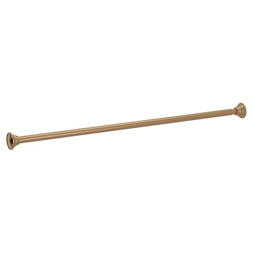 Moen Bronzed Gold 44-72-Inch Adjustable Tension Mounted Straight Shower Curtain Rod for Bathroom, No Drilling Needed, TR1000BZG - color: Bronzed Gold