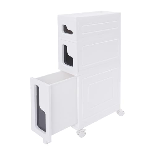 3 Tiers Slim Bathroom Storage Cabinet, 15.7" L X 6.3" W X 29.9" H Slim Rolling Cart, 66.14 Lbs Load-Bearing Capacity Narrow Storage Cabinet for Living Room, Kitchen, Bathroom, Office - size: 15.7" L X 6.3" W X 29.9" H