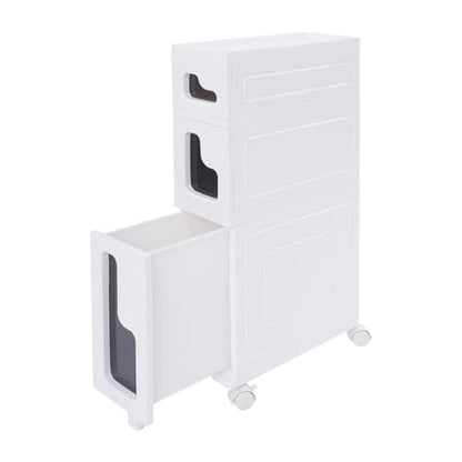 3 Tiers Slim Bathroom Storage Cabinet, 15.7" L X 6.3" W X 29.9" H Slim Rolling Cart, 66.14 Lbs Load-Bearing Capacity Narrow Storage Cabinet for Living Room, Kitchen, Bathroom, Office - size: 15.7" L X 6.3" W X 29.9" H