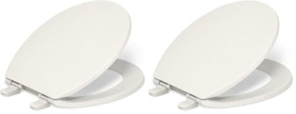 KOHLER K-4775-96 Brevia Round Toilet Seat with Quick-Release Hinges And Quick-Attach Hardware For Easy Clean, Biscuit (Pack of 2) - color: Biscuit, size: Round (Pack of 2)