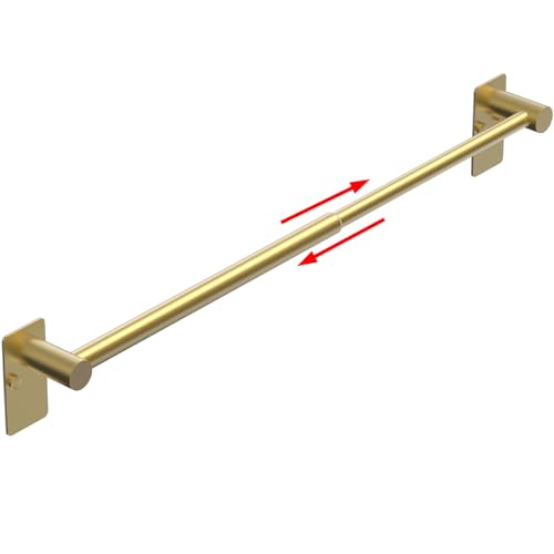 Towel Bar, Adhesive or Drill Wall Mount, Brushed Gold, 1 Pack | Adjustable 14.4 to 25.2 Inch, 304 Stainless Steel Hand Towel Holder, Square Base Towel Racks for Bathroom, Kitchen Use - color: Standard Length–gold