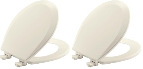 Bemis 500EC Durable Wood Toilet Seat with Easy Clean Hinges, Made in USA, Round, Biscuit (Pack of 2) - color: Biscuit, size: Round (Pack of 2)