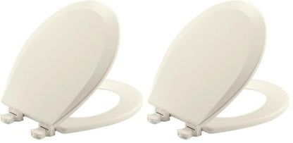 Bemis 500EC Durable Wood Toilet Seat with Easy Clean Hinges, Made in USA, Round, Biscuit (Pack of 2) - color: Biscuit, size: Round (Pack of 2)