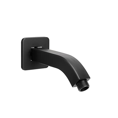 Shower Arm with Flange and Teflon Tape, Wall Mounted Square Shower Pipe 304 Stainless Steel Extension Arm for Fixed Shower Head & Handheld Shower (6 Inch, Matte Black) - color: Matte Black, style: 6 Inch